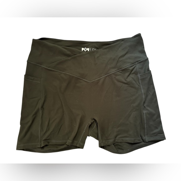 POPFLEX Crisscross Hourglass Midi bike shorts with pockets black 3X EUC - Picture 8 of 11